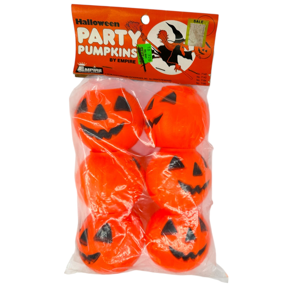Vintage Halloween 1980s Empire Blow Mold Party Pumpkins Mini Candy Buckets at Eerie Emporium.
