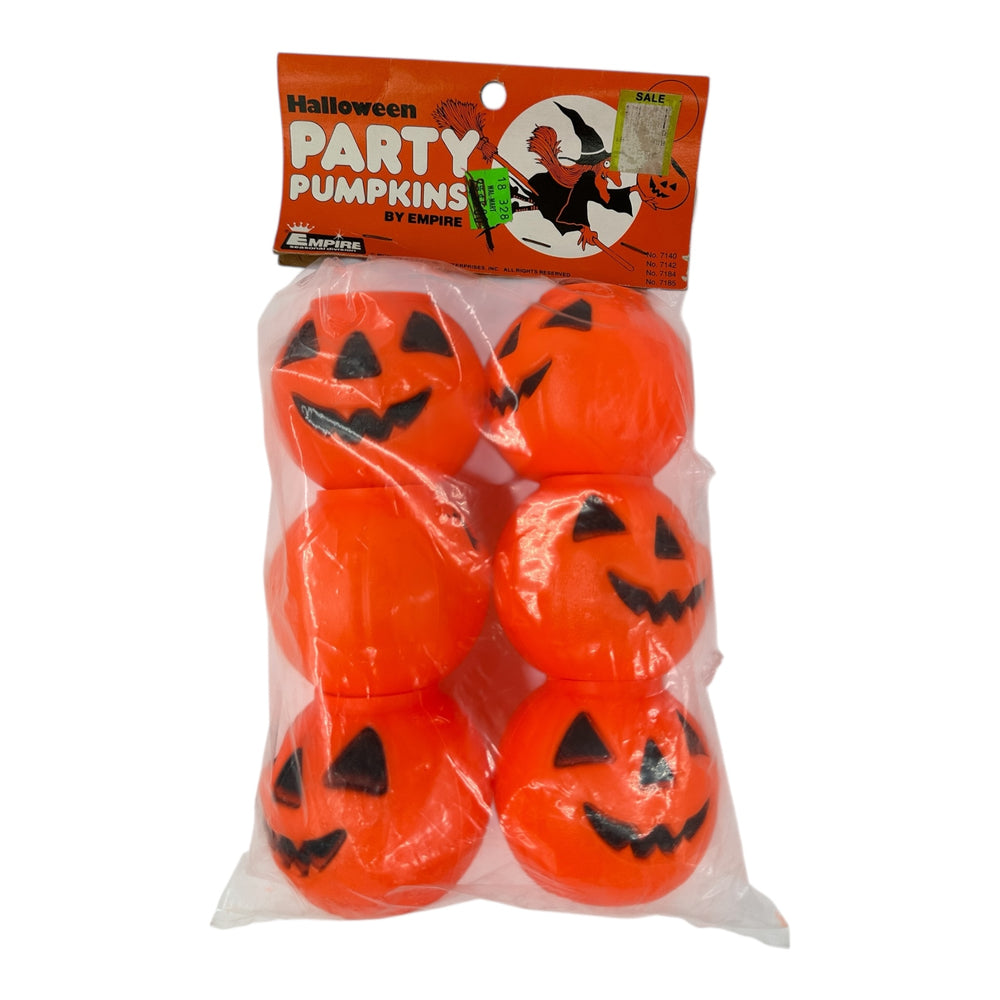 Vintage Halloween 1980s Empire Blow Mold Party Pumpkins Mini Candy Buckets at Eerie Emporium.