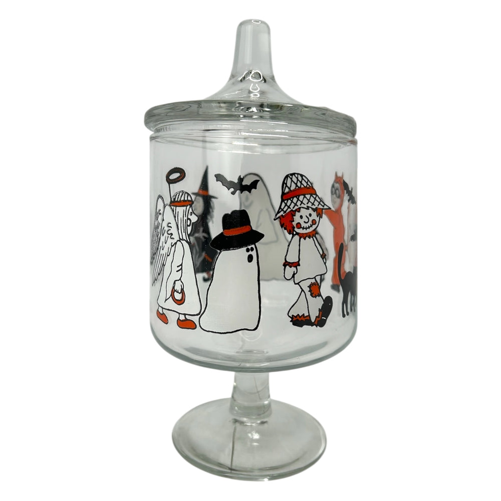 Vintage Halloween 1980s Glass Candy Jar w/Lid + Original Box ~ Action Industries at Eerie Emporium. 4