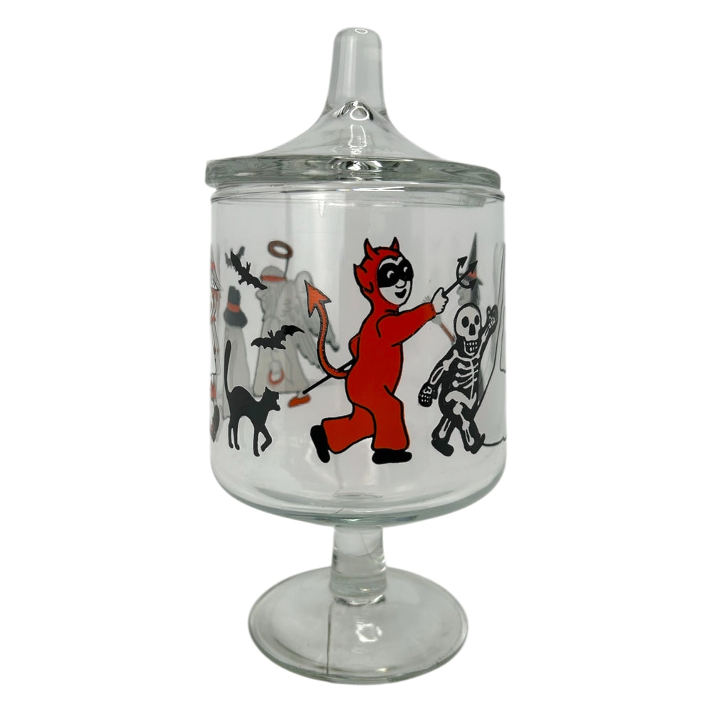 Vintage Halloween 1980s Glass Candy Jar w/Lid + Original Box ~ Action Industries at Eerie Emporium. 5
