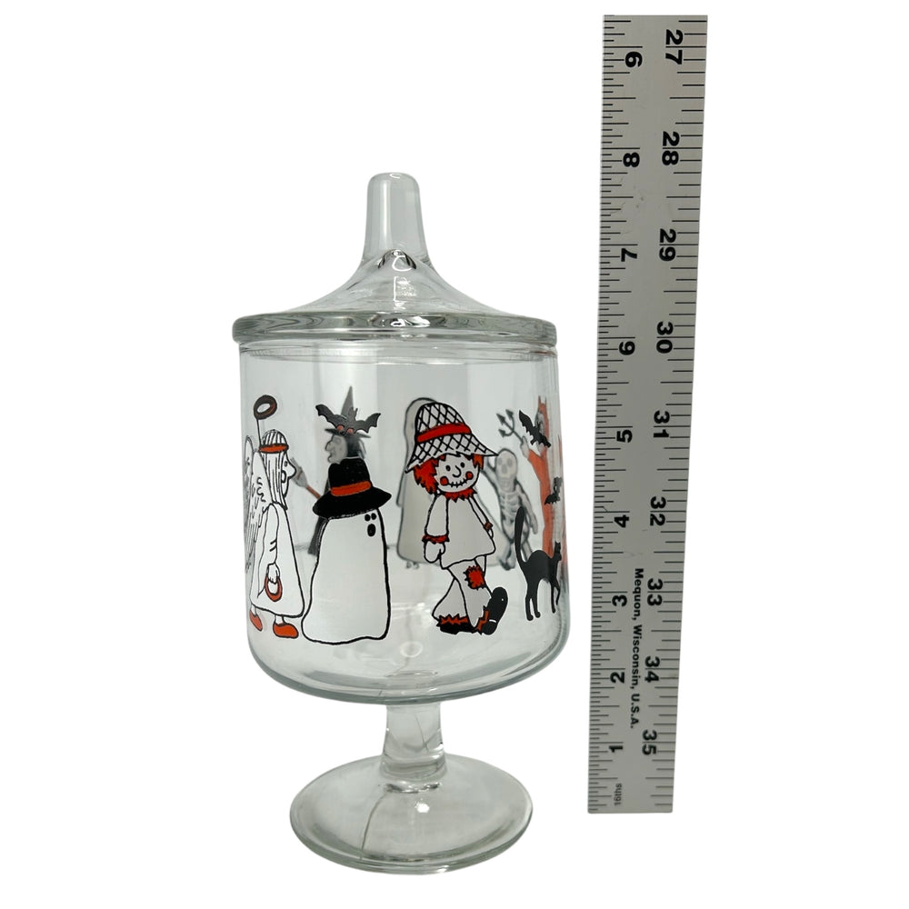 Vintage Halloween 1980s Glass Candy Jar w/Lid + Original Box ~ Action Industries at Eerie Emporium. 7