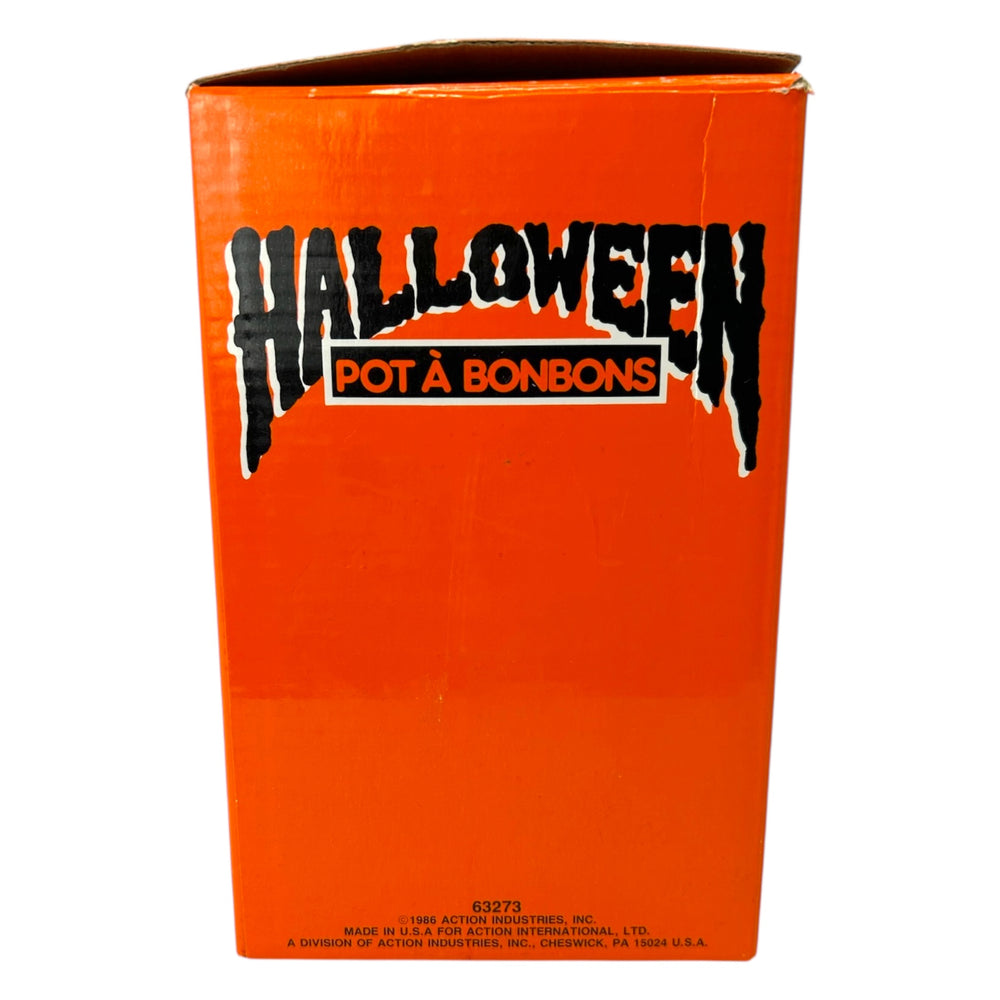 Vintage Halloween 1980s Glass Candy Jar w/Lid + Original Box ~ Action Industries at Eerie Emporium. 8