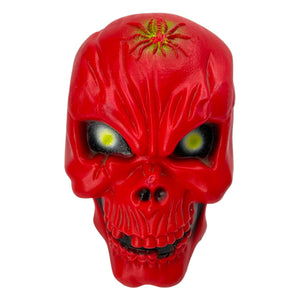 Vintage Halloween 1990s Jumbo Blow Mold Red Skeleton Skull with Spider Candy Container at Eerie Emporium. 3