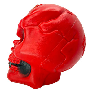 Vintage Halloween 1990s Jumbo Blow Mold Red Skeleton Skull with Spider Candy Container at Eerie Emporium. 5