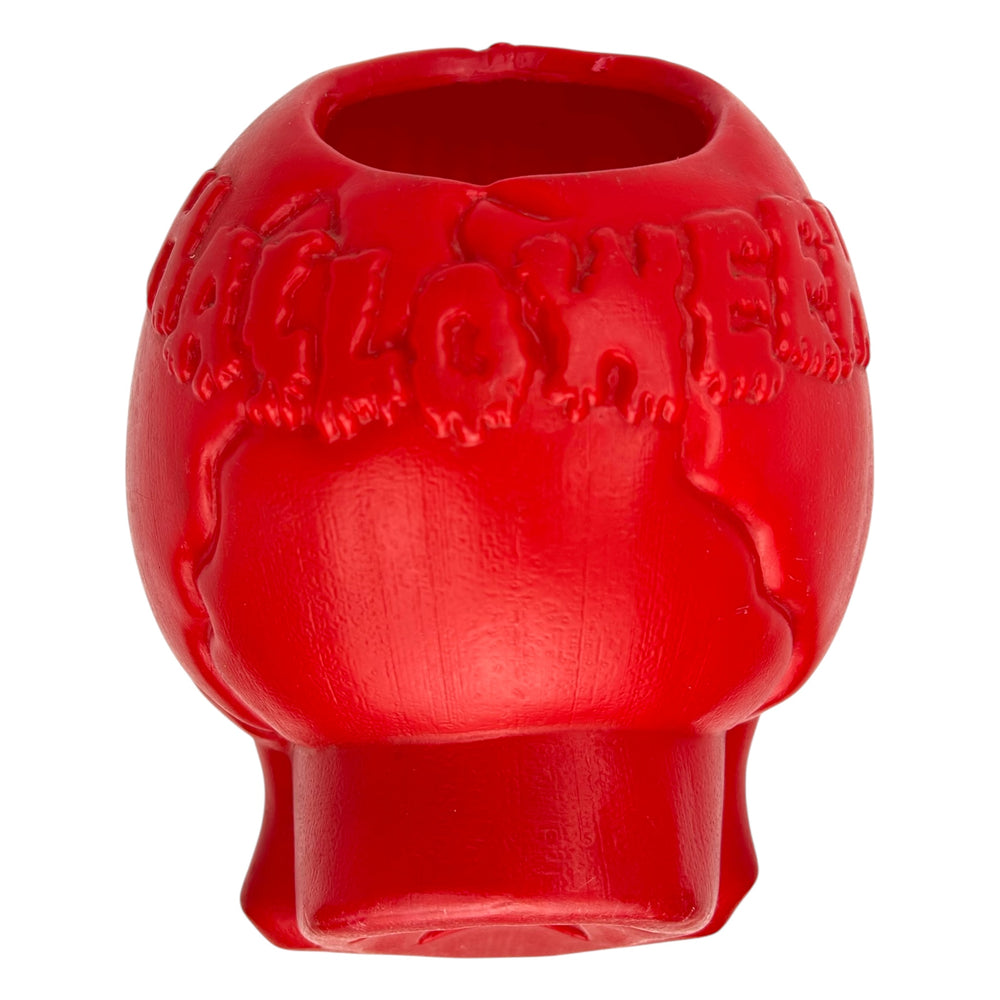 Vintage Halloween 1990s Jumbo Blow Mold Red Skeleton Skull with Spider Candy Container at Eerie Emporium. 6