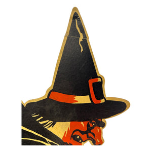 Vintage Halloween American Merri-Lei Witch on Broom Die Cut at Eerie Emporium. 10