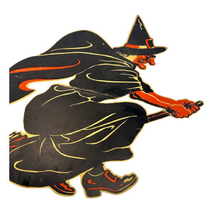 Vintage Halloween American Merri-Lei Witch on Broom Die Cut at Eerie Emporium. 3