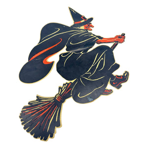Vintage Halloween American Merri-Lei Witch on Broom Die Cut at Eerie Emporium. 4