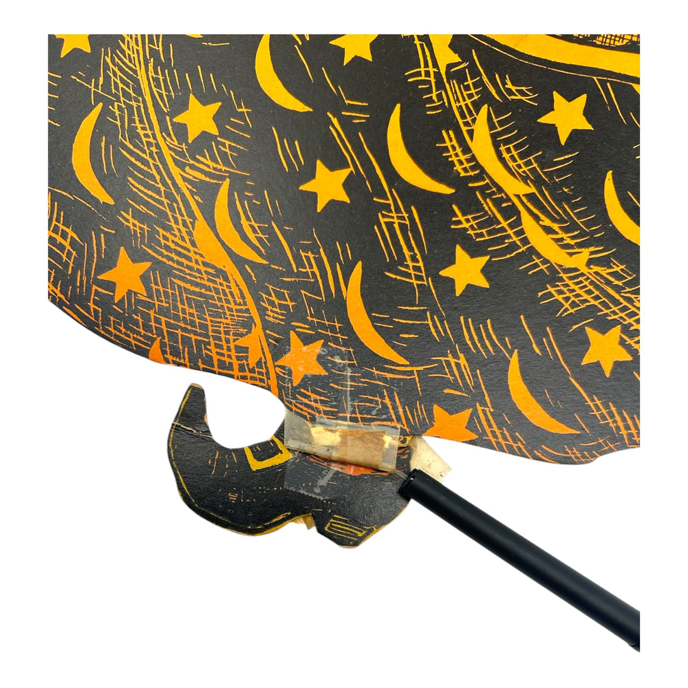 Vintage Halloween Authentic Beistle Witch Walking with Jack-O'-Lantern Diecut ~ 1930s at Eerie Emporium. 5