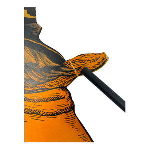 Vintage Halloween Authentic Beistle Witch Walking with Jack-O'-Lantern Diecut ~ 1930s at Eerie Emporium. 9