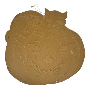 Vintage Halloween Beistle 1930s Black Cat Atop Jack-O'-Lantern Die Cut ~ Heavily Embossed at Eerie Emporium. 9