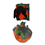 Vintage Halloween Beistle 1930s Black Cat Die Cuts Set of 2 ~ Moon + Mice and Lanterns at Eerie Emporium. 2