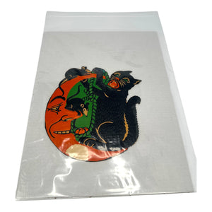 Vintage Halloween Beistle 1930s Black Cat On Moon with Mice and Rope Die Cut at Eerie Emporium. 11