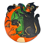 Vintage Halloween Beistle 1930s Black Cat On Moon with Mice and Rope Die Cut at Eerie Emporium. 2