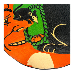Vintage Halloween Beistle 1930s Black Cat On Moon with Mice and Rope Die Cut at Eerie Emporium. 7