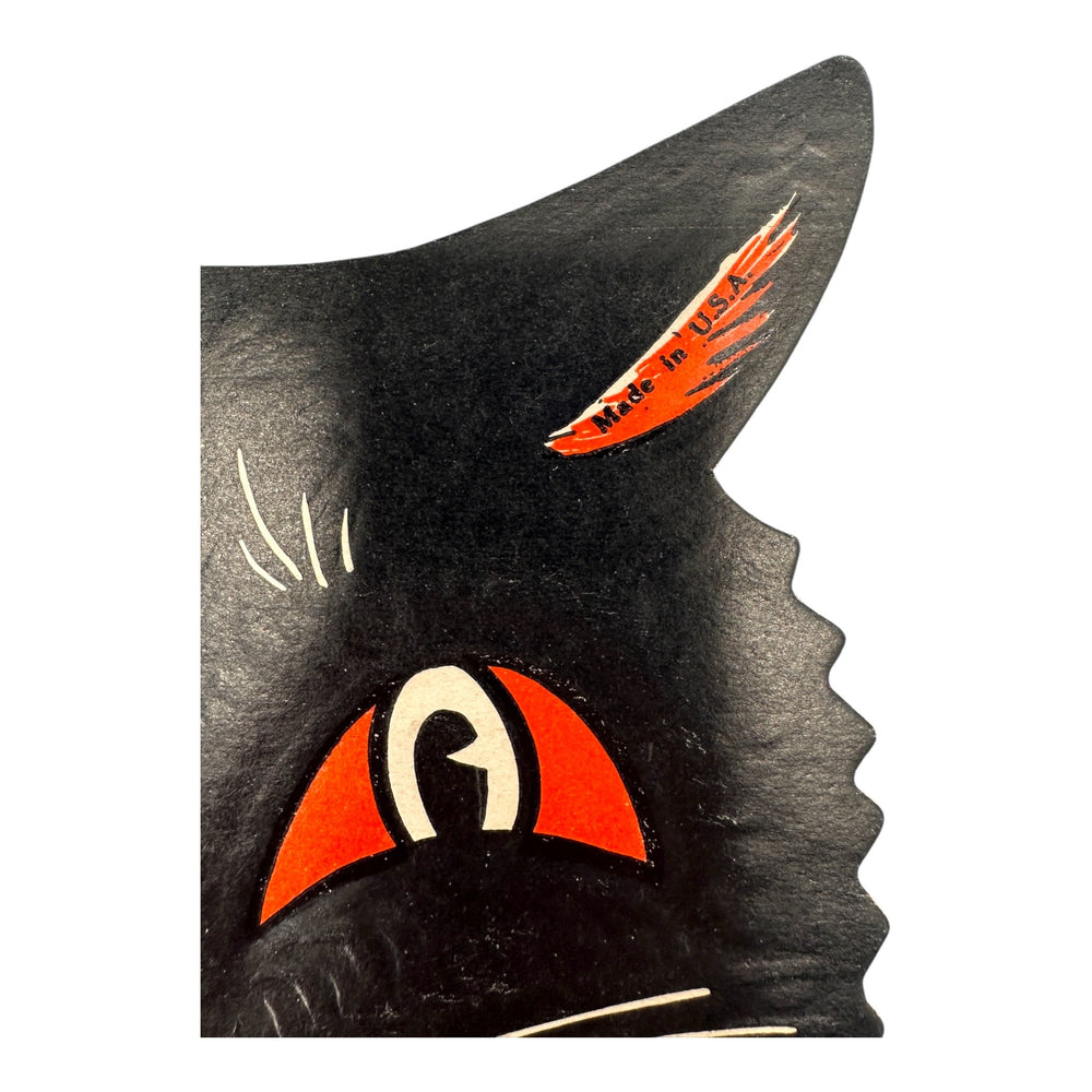 Vintage Halloween Beistle Black Cat Face Die Cuts with Whiskers Set of 3 ~ Vibrant 1950s / 1960s. 5