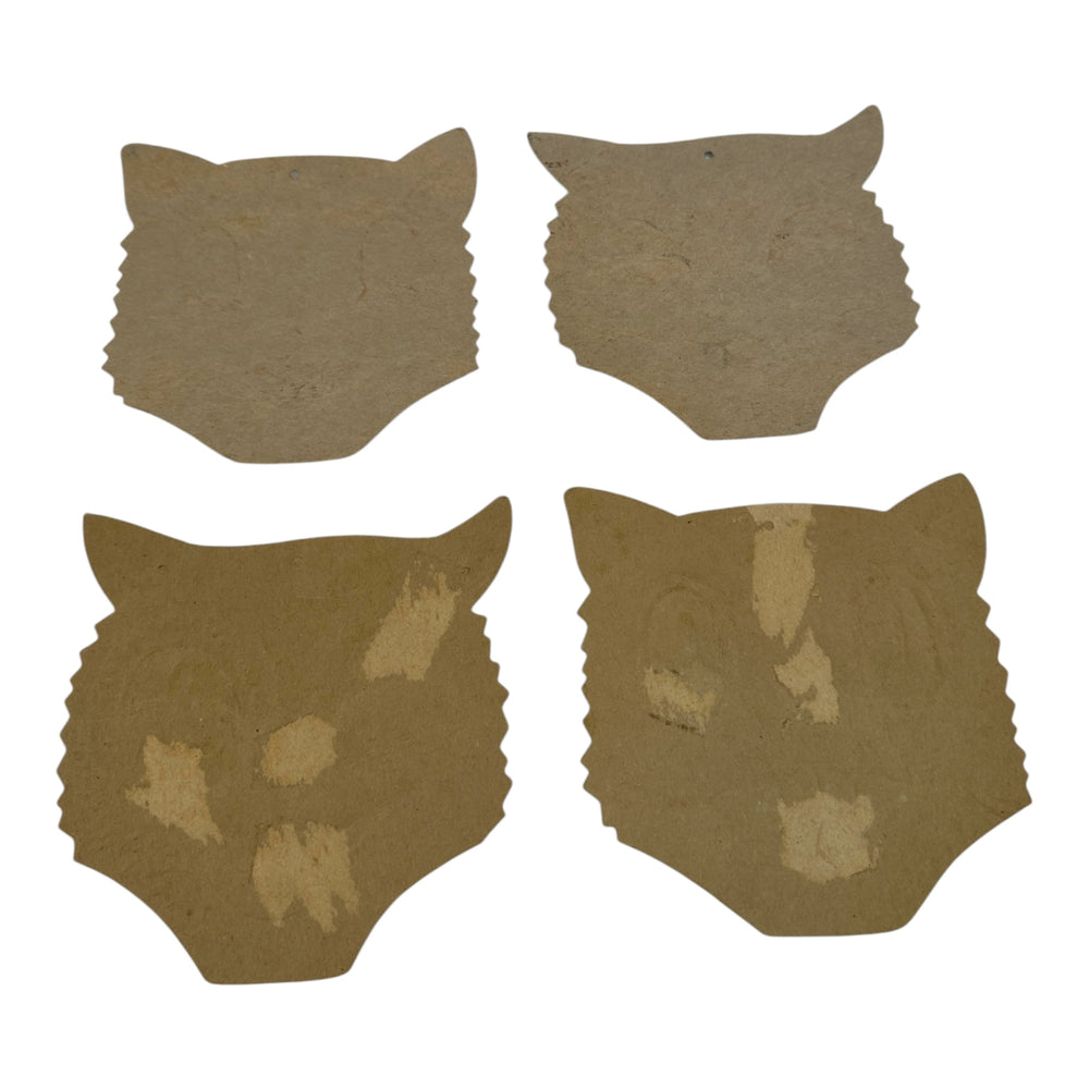 Vintage Halloween Beistle Black Cat Face Die Cuts with Whiskers Set of 4 ~ 1950s / 1960s. 7
