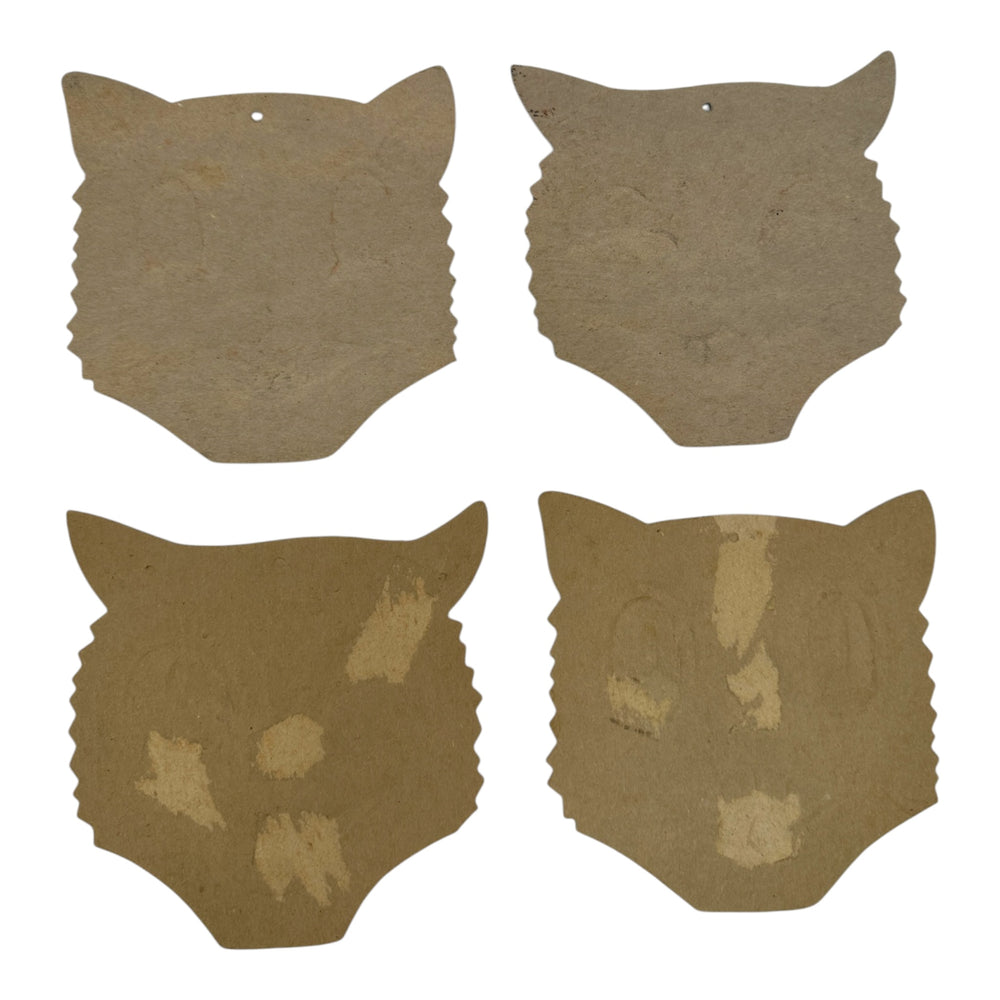Vintage Halloween Beistle Black Cat Face Die Cuts with Whiskers Set of 4 ~ 1950s / 1960s. 8