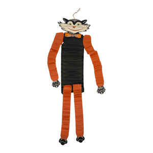 Vintage Halloween Beistle Black Cat With Bow Tie + Crepe Paper Arms/Legs Dancer Decoration 1960s. 5