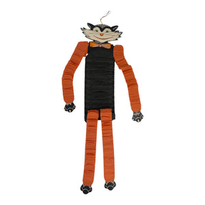 Vintage Halloween Beistle Black Cat With Bow Tie + Crepe Paper Arms/Legs Dancer Decoration 1960s