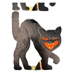 Vintage Halloween Beistle Embossed Black Cat Decoration Diecut ~ Set of 3 at Eerie Emporium. 11