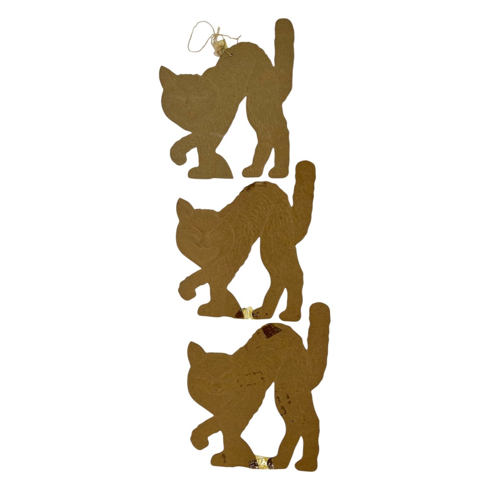 Vintage Halloween Beistle Embossed Black Cat Decoration Diecut ~ Set of 3 at Eerie Emporium. 12