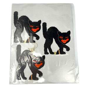 Vintage Halloween Beistle Embossed Black Cat Decoration Diecut ~ Set of 3 at Eerie Emporium. 14