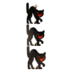 Vintage Halloween Beistle Embossed Black Cat Decoration Diecut ~ Set of 3 at Eerie Emporium. 4
