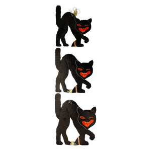 Vintage Halloween Beistle Embossed Black Cat Decoration Diecut ~ Set of 3 at Eerie Emporium. 5