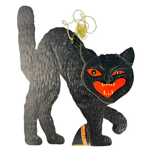 Vintage Halloween Beistle Embossed Black Cat Decoration Diecut ~ Set of 3 at Eerie Emporium. 6