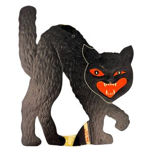 Vintage Halloween Beistle Embossed Black Cat Decoration Diecut ~ Set of 3 at Eerie Emporium. 7