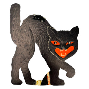 Vintage Halloween Beistle Embossed Black Cat Decoration Diecut ~ Set of 3 at Eerie Emporium. 8
