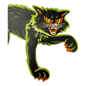 Vintage Halloween Beistle Jointed Scratch Black Cat w/ Green Diecut  at Eerie Emporium. 5