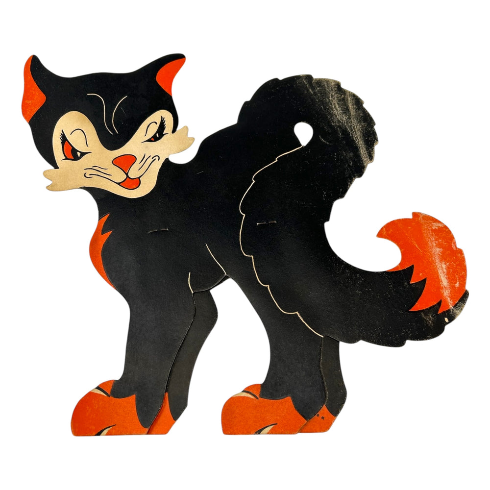 Vintage Halloween Beistle Large Black Smirking Cat Stand Up Diecut ~ 1940s at Eerie Emporium. 3