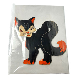 Vintage Halloween Beistle Large Black Smirking Cat Stand Up Diecut ~ 1940s at Eerie Emporium. 7