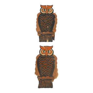 Vintage Halloween Beistle Pair of Jointed Owl Decorations Honeycomb 1950s at Eerie Emporium. 2
