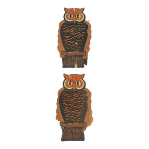 Vintage Halloween Beistle Pair of Jointed Owl Decorations Honeycomb 1950s at Eerie Emporium.