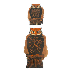 Vintage Halloween Beistle Pair of Jointed Owl Decorations Honeycomb 1950s at Eerie Emporium. 3