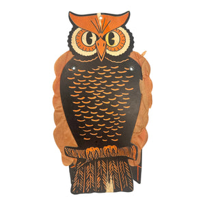 Vintage Halloween Beistle Pair of Jointed Owl Decorations Honeycomb 1950s at Eerie Emporium. 5