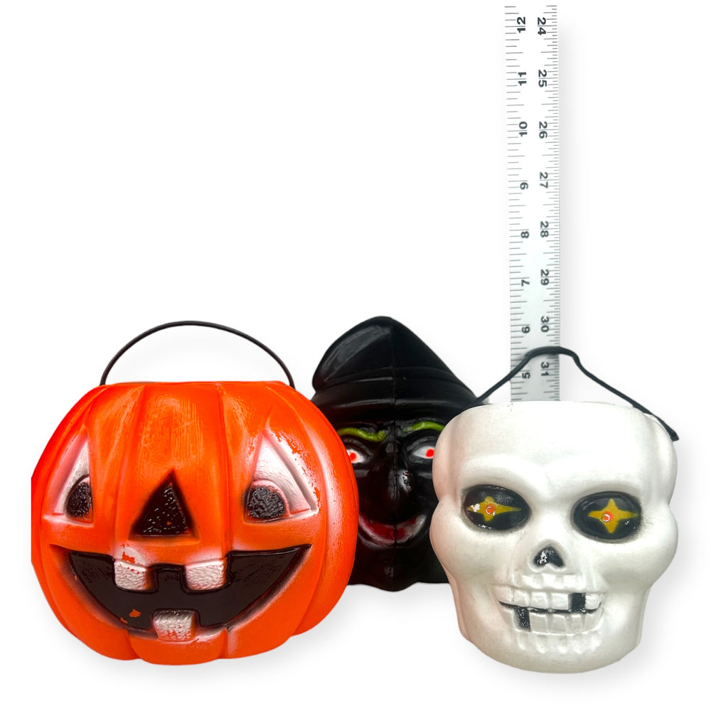 Vintage Blow Mold Trick or Treat Buckets Set of 3 | Eerie Emporium