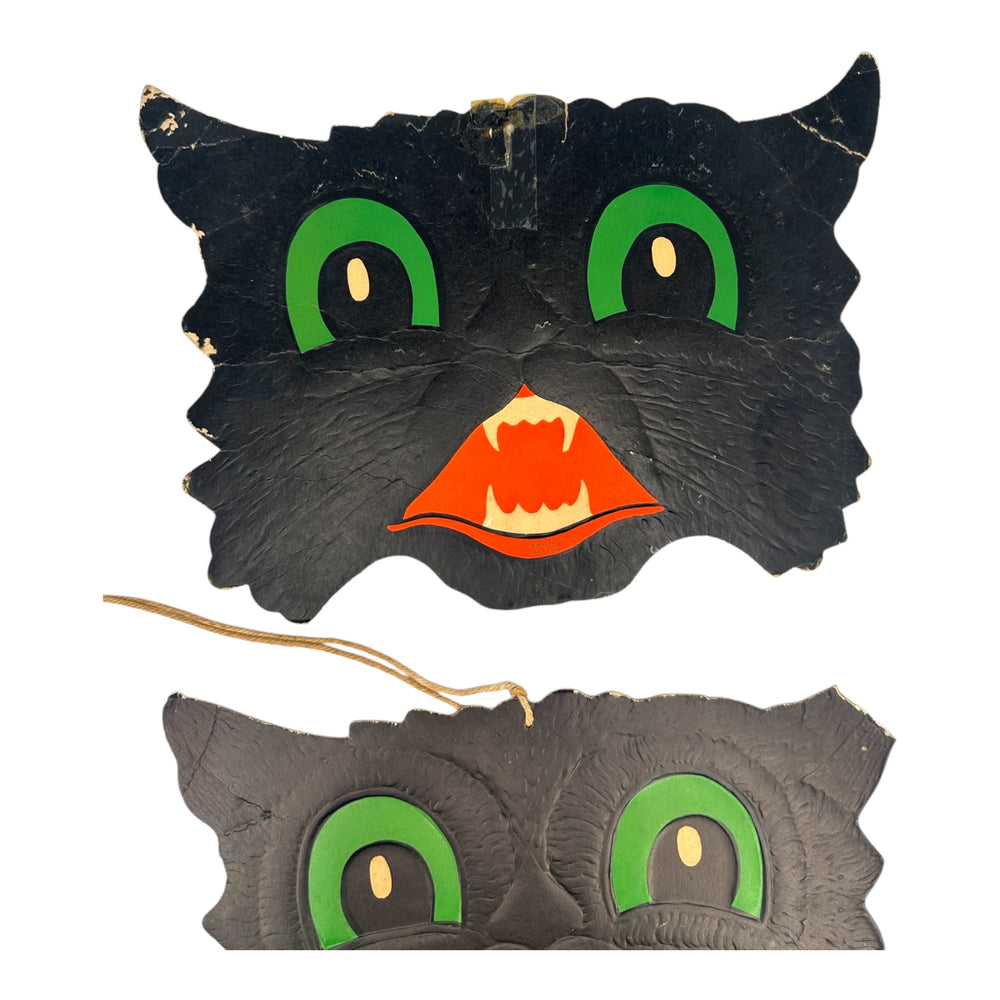 Vintage Halloween Copr HE Luhrs Black Cat Face Die Cuts Embossed ~ Set of 2 at Eerie Emporium. 4