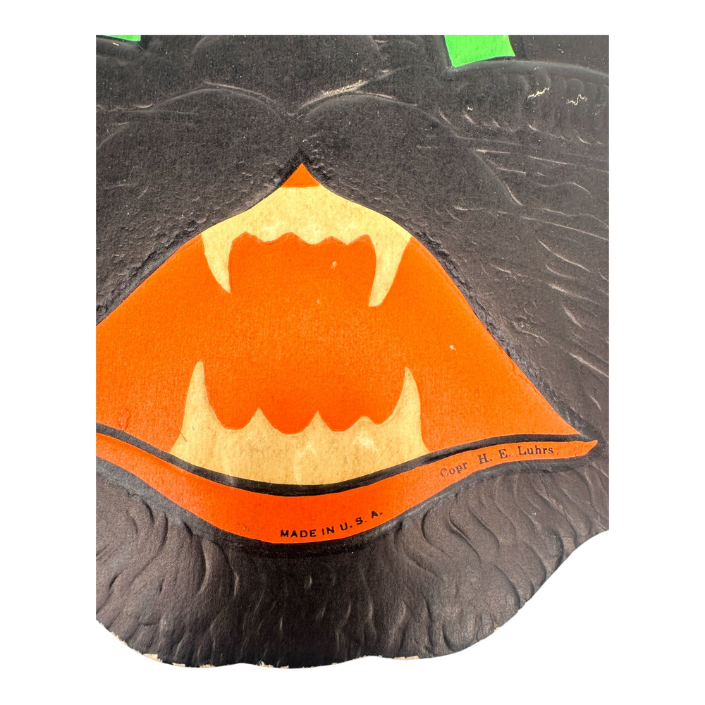 Vintage Halloween Copr HE Luhrs Black Cat Face Die Cuts Embossed ~ Set of 2 at Eerie Emporium. 5