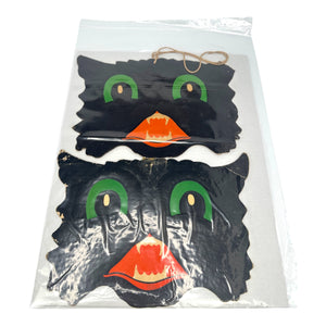 Vintage Halloween Copr HE Luhrs Black Cat Face Die Cuts Embossed ~ Set of 2 at Eerie Emporium. 8