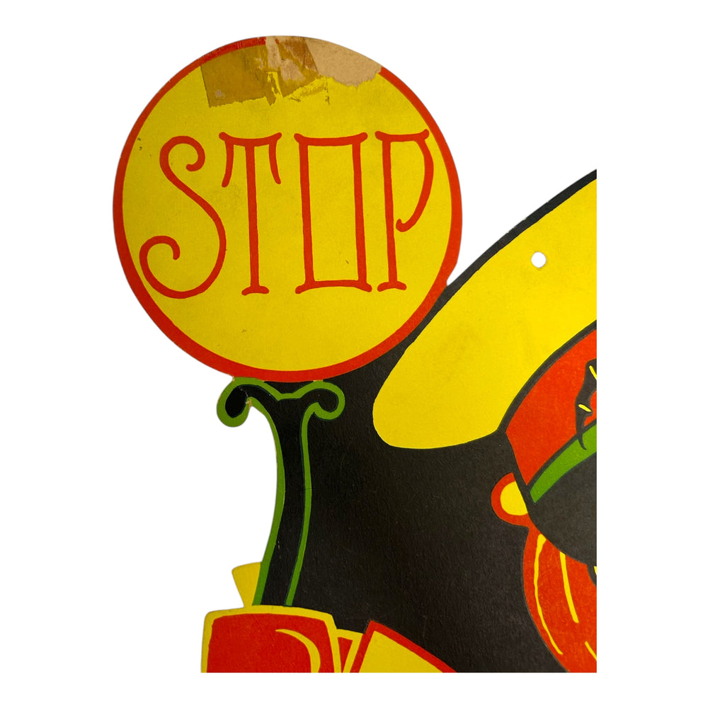 Vintage Halloween Dennison Jack-O'-Lantern Headed Traffic Officer Diecut 1930s at Eerie Emporium. 5