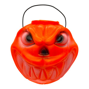 Vintage Halloween Double Sided Jumbo JOL Trick or Treat Bucket 1990s Two Faced at Eerie Emporium.