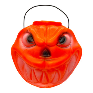 Vintage Halloween Double Sided Jumbo JOL Trick or Treat Bucket 1990s Two Faced at Eerie Emporium. 3