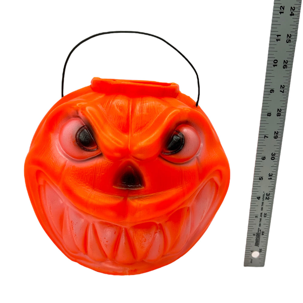 Vintage Halloween Double Sided Jumbo JOL Trick or Treat Bucket 1990s Two Faced at Eerie Emporium. 7