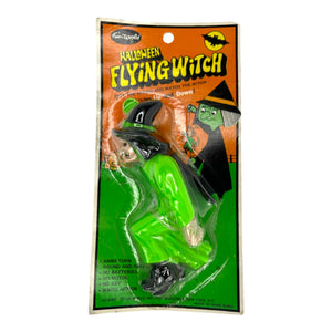 Vintage Halloween Fun World Flying Witch Toy Green 1960s ~ Org. Packaging Factory Sealed at Eerie Emporium. 2