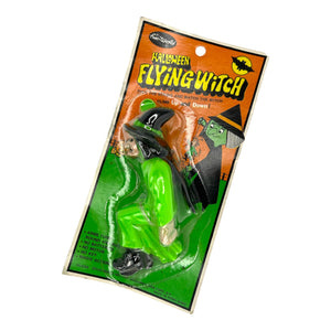 Vintage Halloween Fun World Flying Witch Toy Green 1960s ~ Org. Packaging Factory Sealed at Eerie Emporium. 3