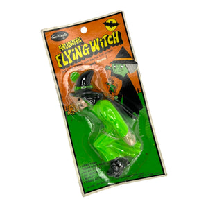 Vintage Halloween Fun World Flying Witch Toy Green 1960s ~ Org. Packaging Factory Sealed at Eerie Emporium. 4